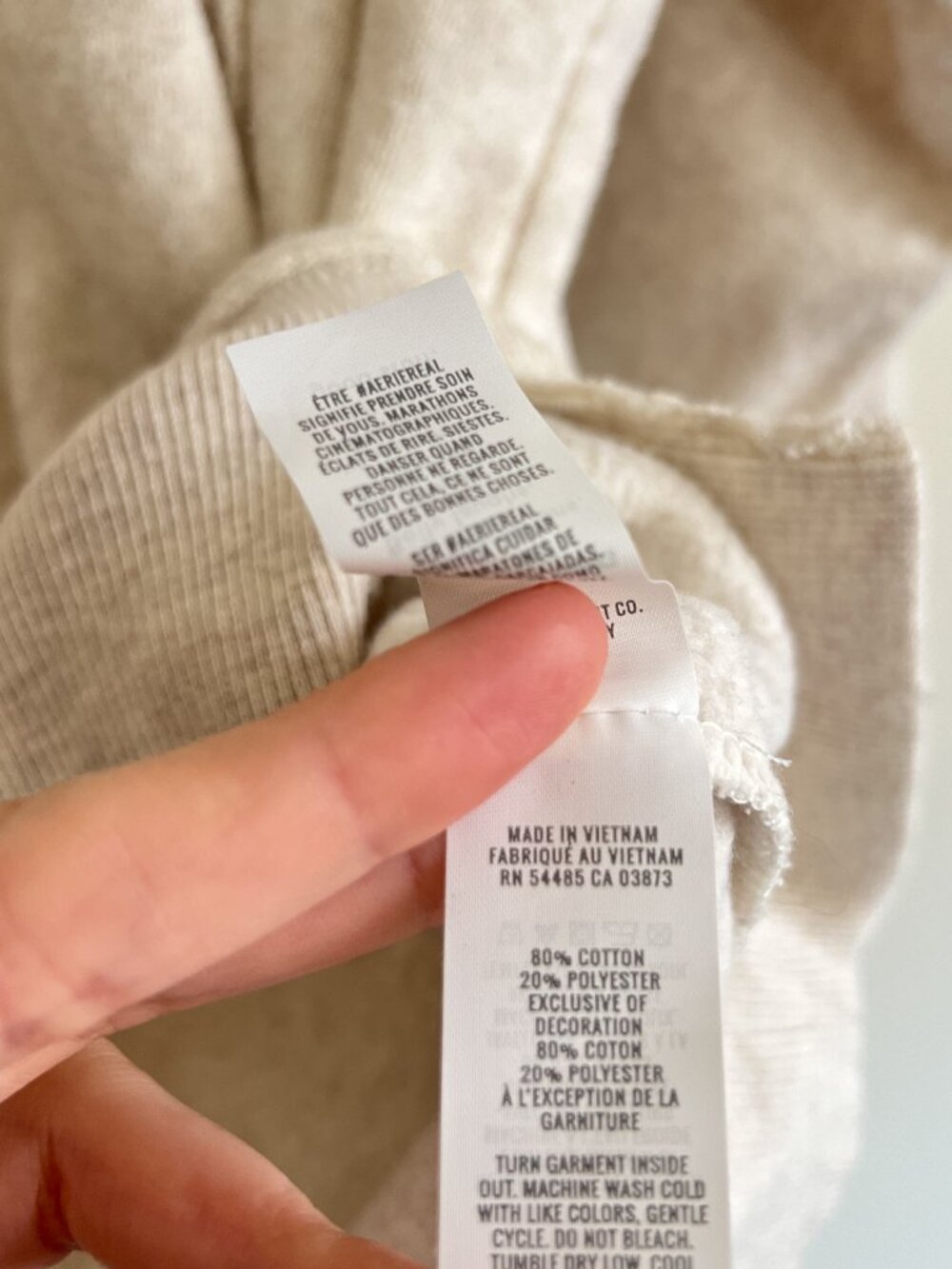 Aerie Cream Smiley Face Oversized Chill Cozy Crew Sweatshirt - Picture 4 of 6